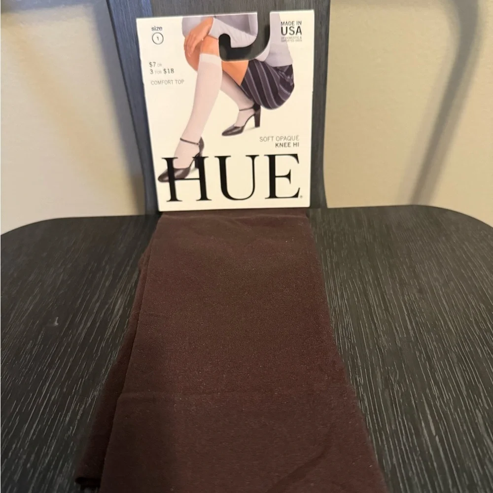 HUE Soft Opaque Knee Hi Socks - Brown Sz 1